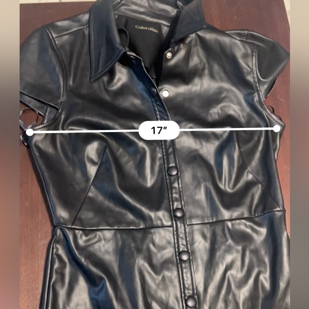 Calvin Klein Collection Black Leather Midi Dress - Picture 6 of 8